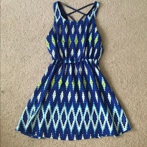 Blue Geometric Design Dress